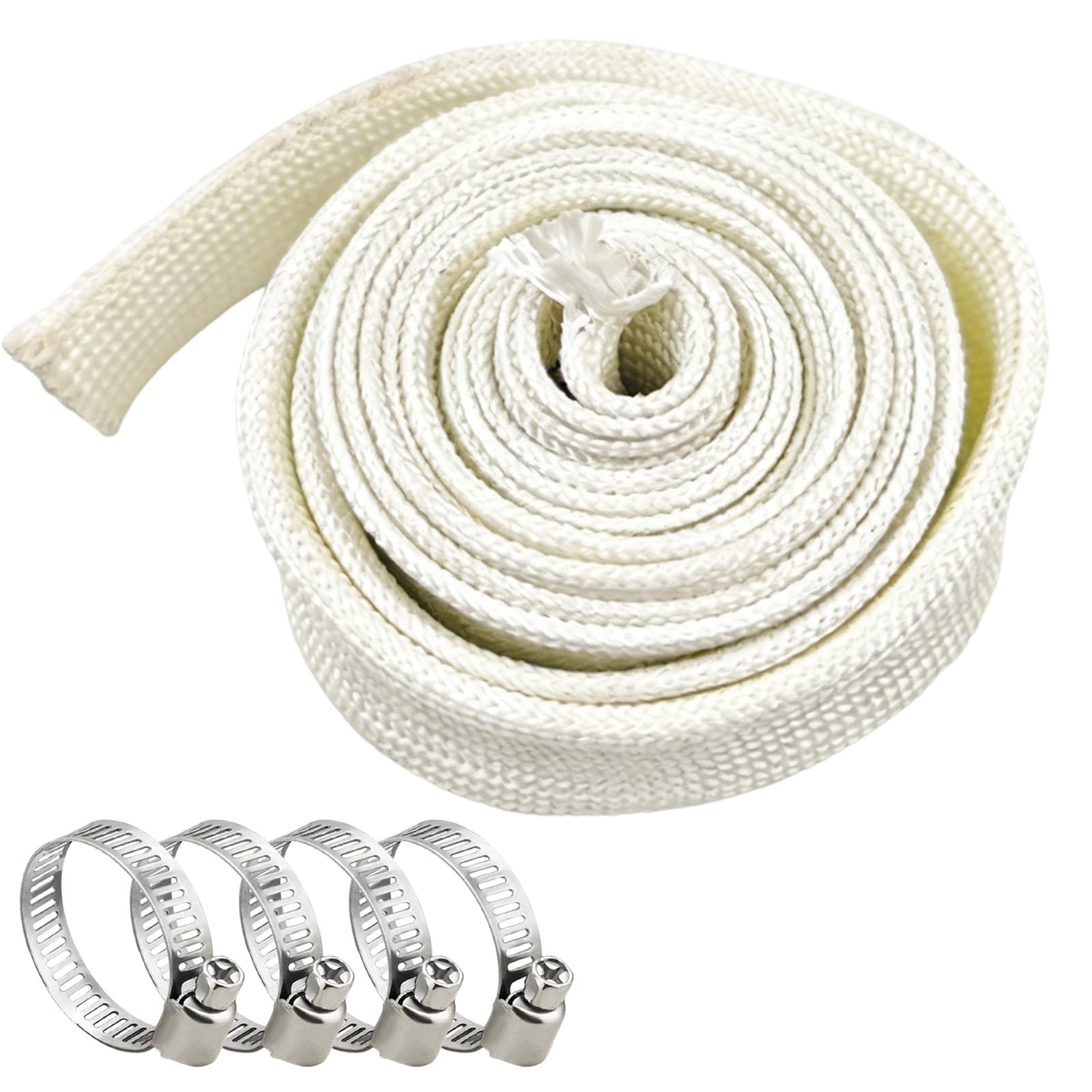 Wąż wydechowy 25 mm x 300 cm z 4 klipsami, wąż chroniący przed wysoką temperaturą, do generatora prądu, z włókna szklanego, rura wydechowa do awaryjnego agregatu prądu, ogrzewania