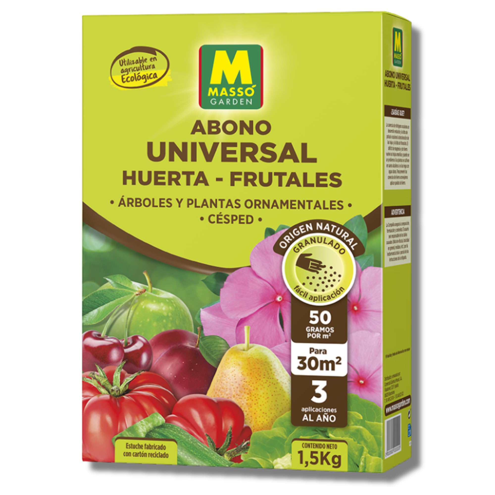 Abono Universal Huerta, Frutales, Césped y Ornamentales de 1,5 Kg | NPK 4-6-12 | Fertilizante Ecológico Completo y Equilibrado | Efecto Prolongado | Aplicación Fácil a Mano | Nexum Market