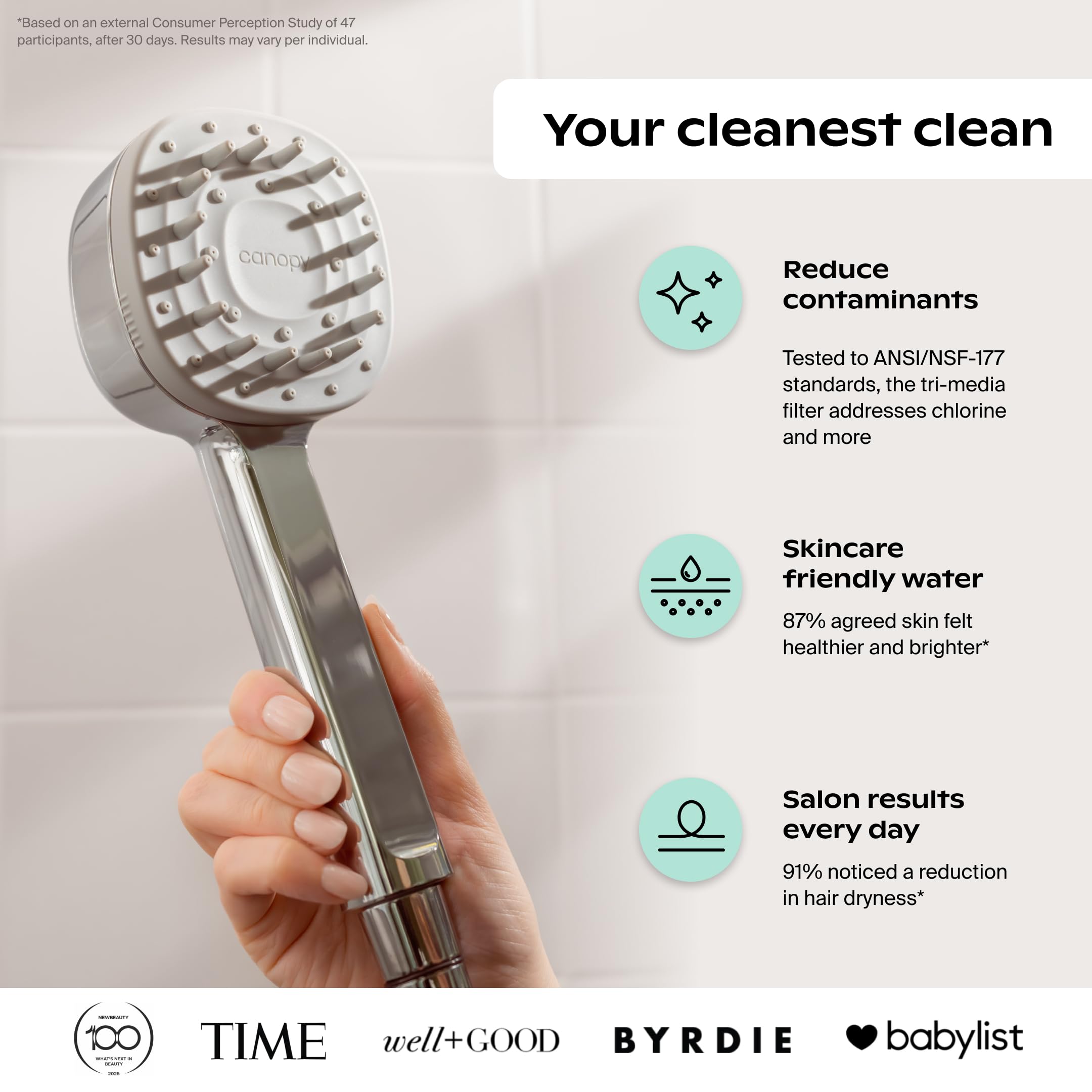Canopy Handheld Filtered Shower Head & Scalp Massager, Black