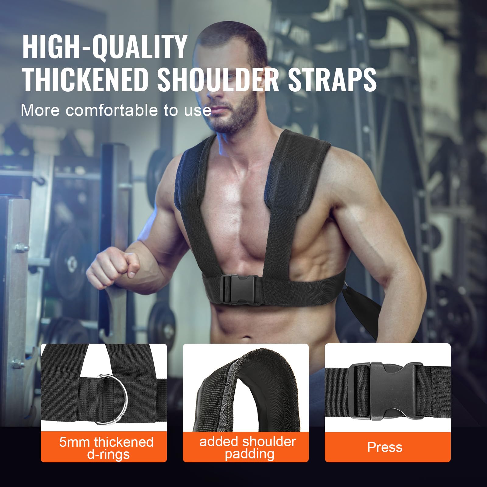 VEVOR Traîneau de Puissance Fitness, Traineau de Résistance en Acier, Équipement d'Entraînement de Force, de Vitesse et d’Explosivité, Convient aux Disques de Poids de 25 et 42 mm, Gym, Orange
