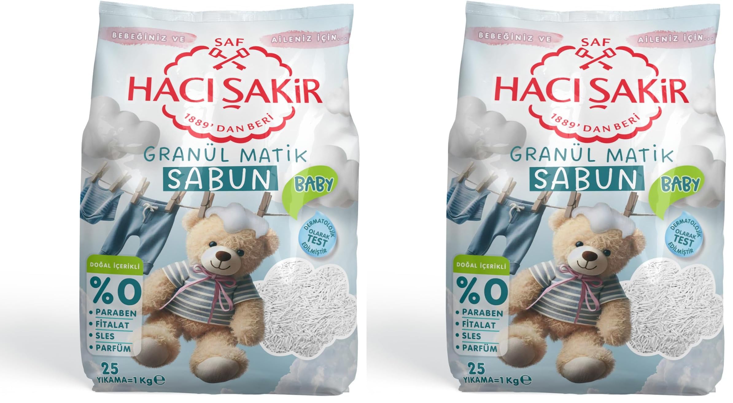Hacı Şakir Granül Matik Sabun Otomatik Makineler İçin Sabun 25 Yıkama (1 x 1000 g) 2li paket