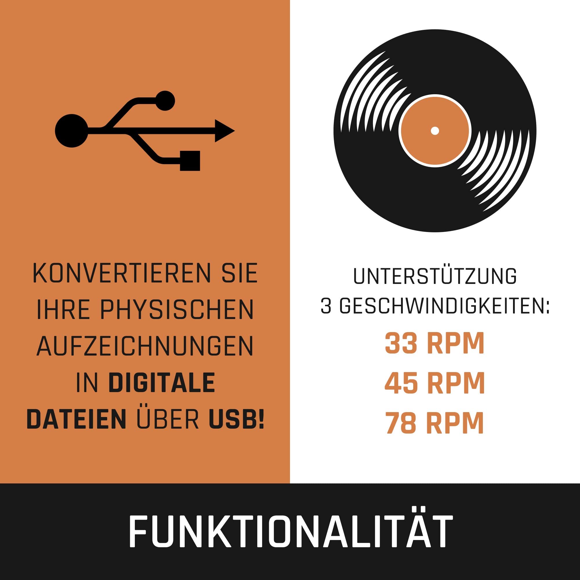 Lenco LS-50GY - Plattenspieler - Schallplattenspieler - Vinyl Player | 33 - 45 und 78 RPM - Riemenantrieb - MDF-Struktur - Grau