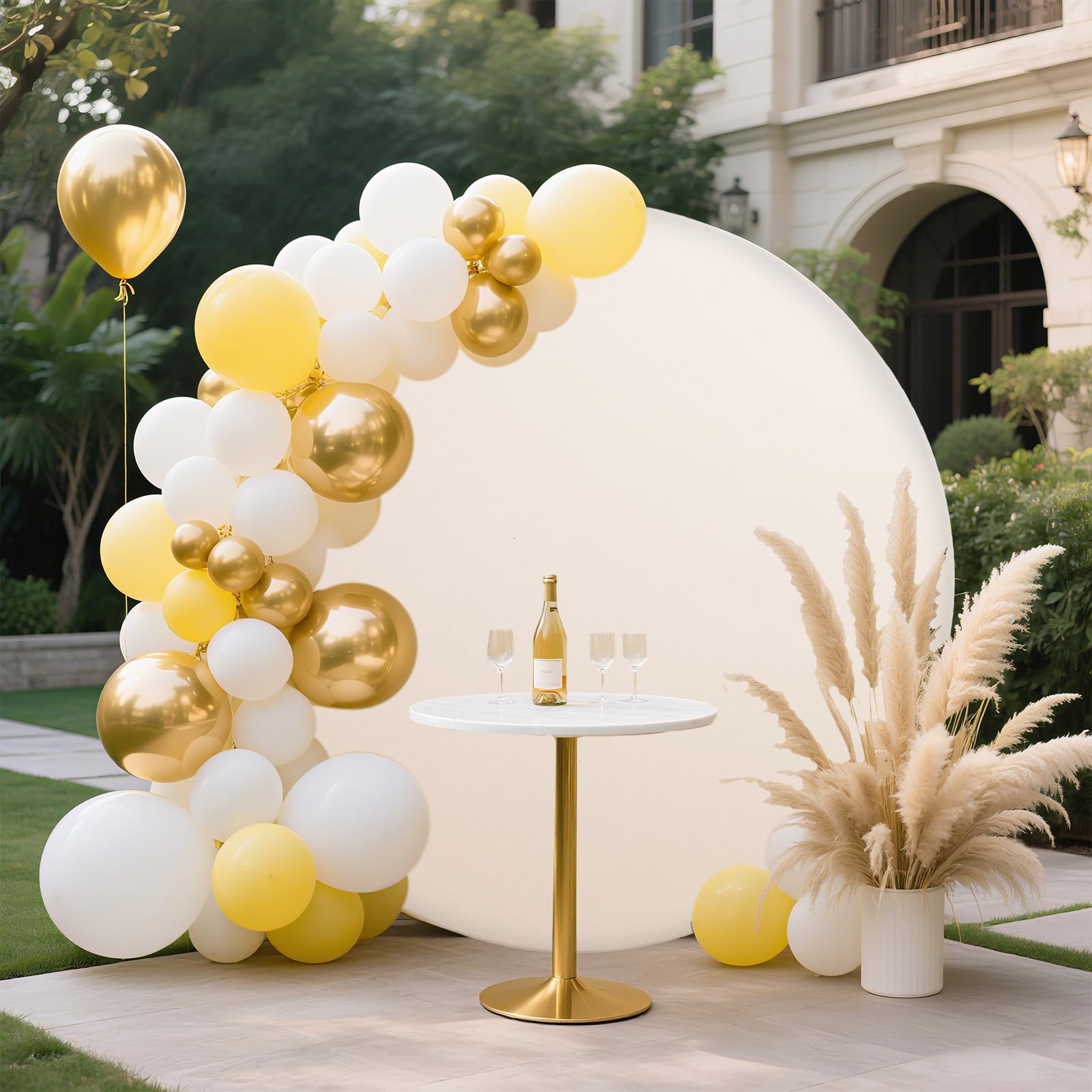 MEHOFOND Arrière-plan circulaire beige pur de 2 mètres (6,56 pieds) pour anniversaire, baby shower, mariage, décoration de fête personnalisée, bannière d'arrière-plan, accessoire de photographie de