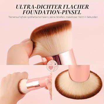 DUcare Foundation Pinsel Kabuki Make-up Pinsel Schminkpinsel Kosmetikpinsel Flat Top Pinsel ideal für cremige pudrige und flüssige Foundation für streifenfreies gleichmäßiges Make-up Auftragen