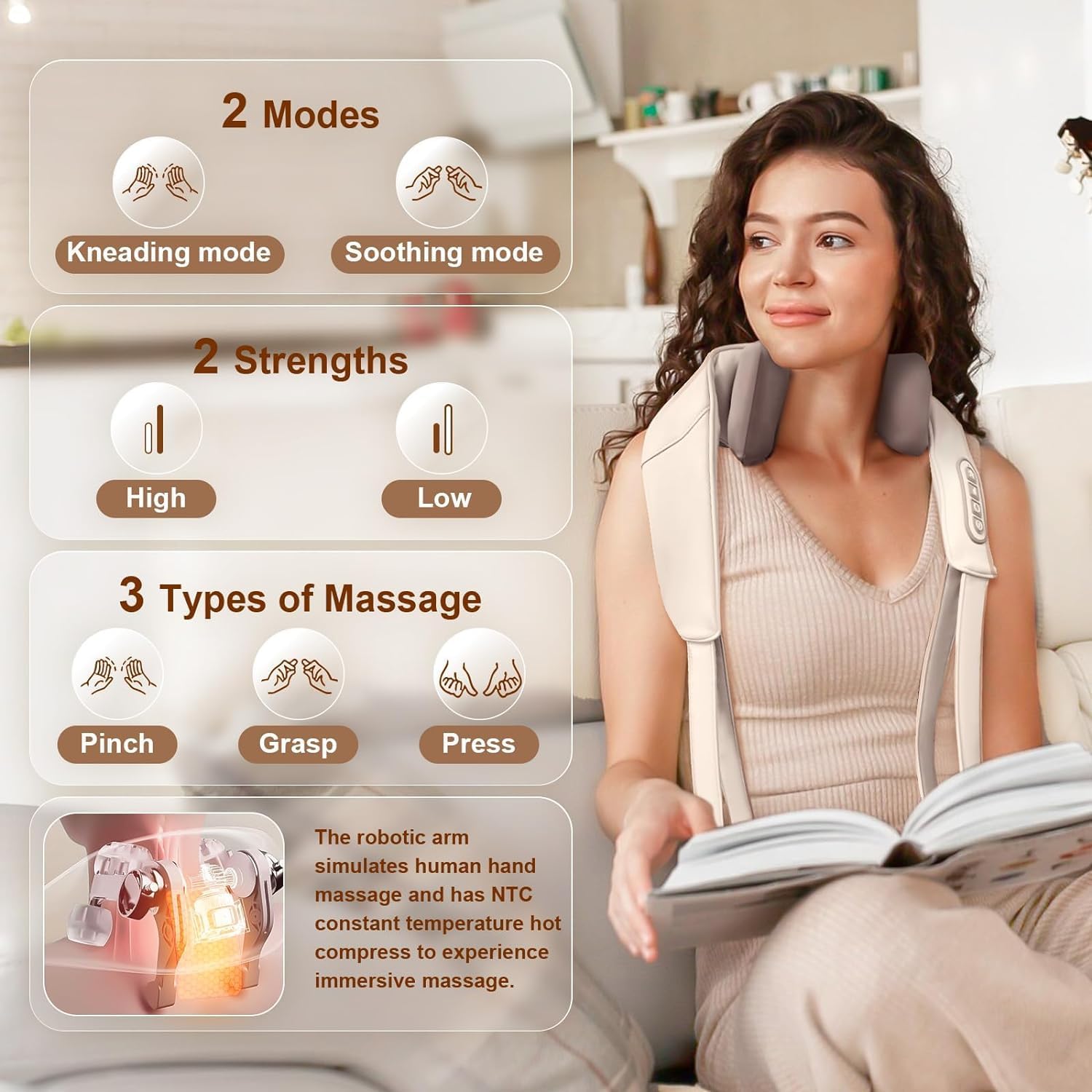 KRLZ Neck Massager, Shoulder Neck Massager with Heat for Pain Relief Deep Tissue, Neck, Back, Shoulder, Leg Electric Kneading Massager, Perfect Gifts for Men Women KRLZ Neck Massager, Shoulder Neck Massager with Heat for Pain Relief Deep Tissue, Neck, Back, Shoulder, Leg Electric Kneading Massager, Perfect Gifts for Men Women