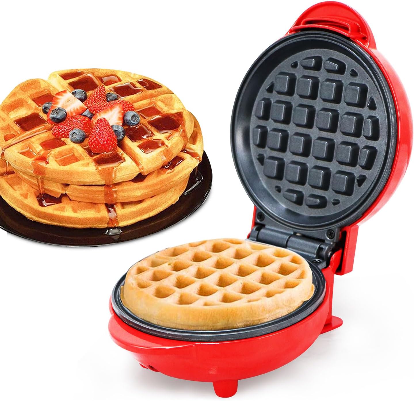 SUPERLEX Mini Waffle Maker Iron Machine,NonStick Plates Breakfast