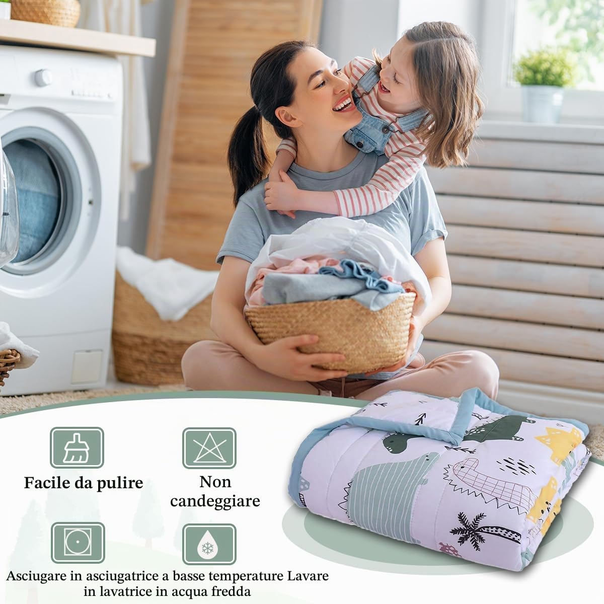 FANSU Copriletto Trapuntato 170x200cm, Microfibra Copriletto Matrimoniale, Tema dei Dinosauri Trapunta Matrimoniale, Primaverile Estivo Reversibile Trapunta Leggero Elegante