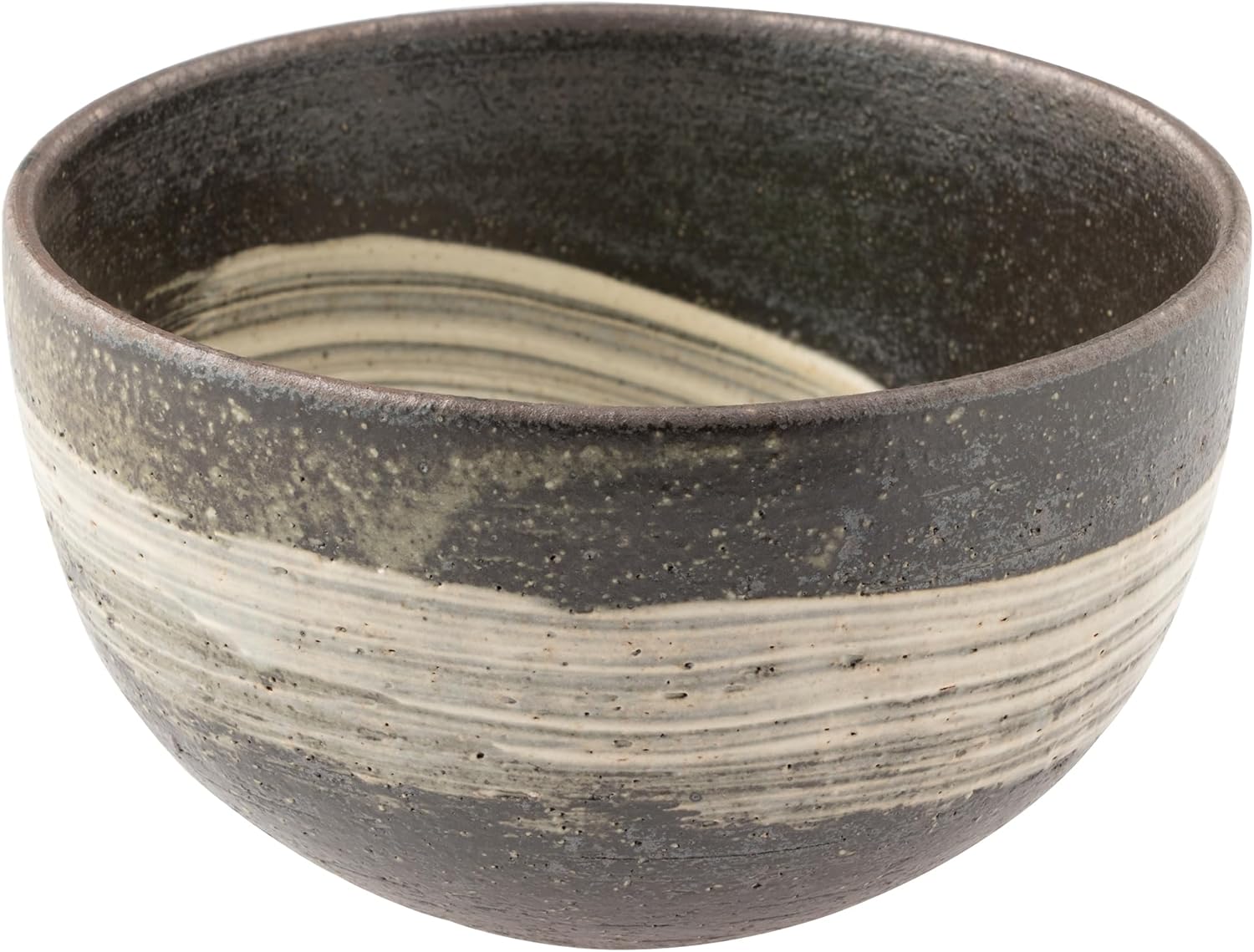 丸伊製陶 Marui Pottery MR-3-4570 Shigaraki Ware Hechamon, Donburi Rice Bowl, Capacity: Approx. 20.3 fl oz (600 ml), Kuroiso, Black