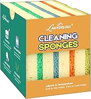 LAUNDRYLUX Dual-Sided Temperature-Responsive Scrub Sponges - Non-Scratch Multipurpose for Kitchen, Bath, Outdoor - 4 Pack