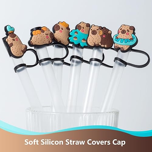 Miniatura 3 de 6 tapas de paja de silicona de pato para copa Stanley, 0.394 in, reutilizables, lindos accesorios para popotes para beber, protector portátil,