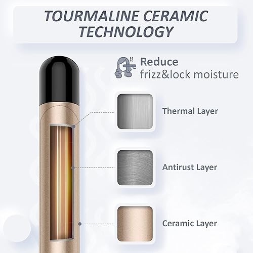 Miniatura 5 de Rizador de pelo de varita pequeña de 12 pulgada de 0.31 pulgadas, rizador delgado con estante, pinzas delgadas de barril de cerámica súper turmalina