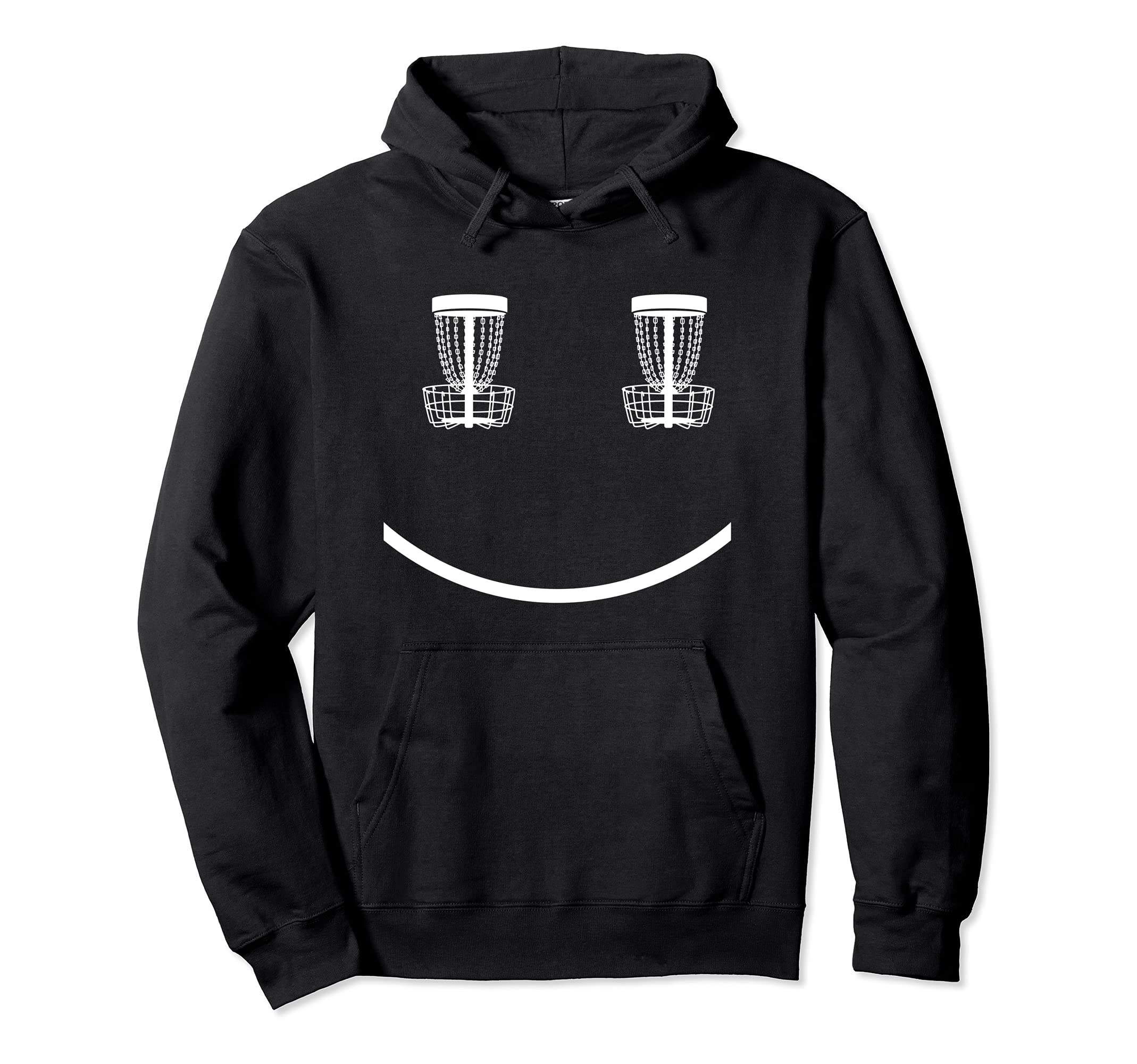 Disc Golf Funny Disc Golf Basket Smile Design Pullover Hoodie, Black