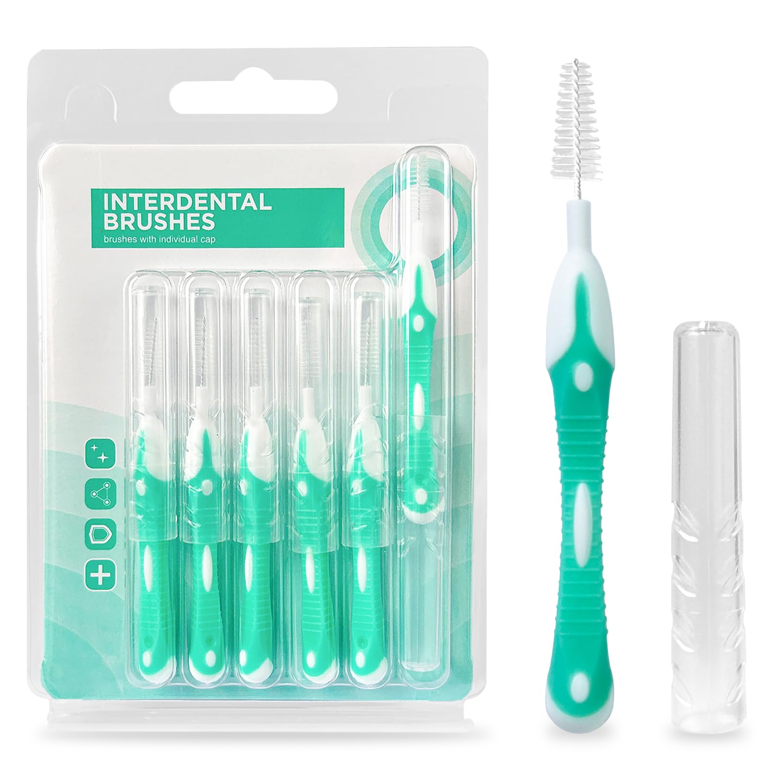 interdental brushes, Soft Dental Brush for Teeth Cleaning dental floss picks|teeth cleaning tools|interdental brushes between teeth soft bristle toothpicks for removing dental plaque (6PCS, green)