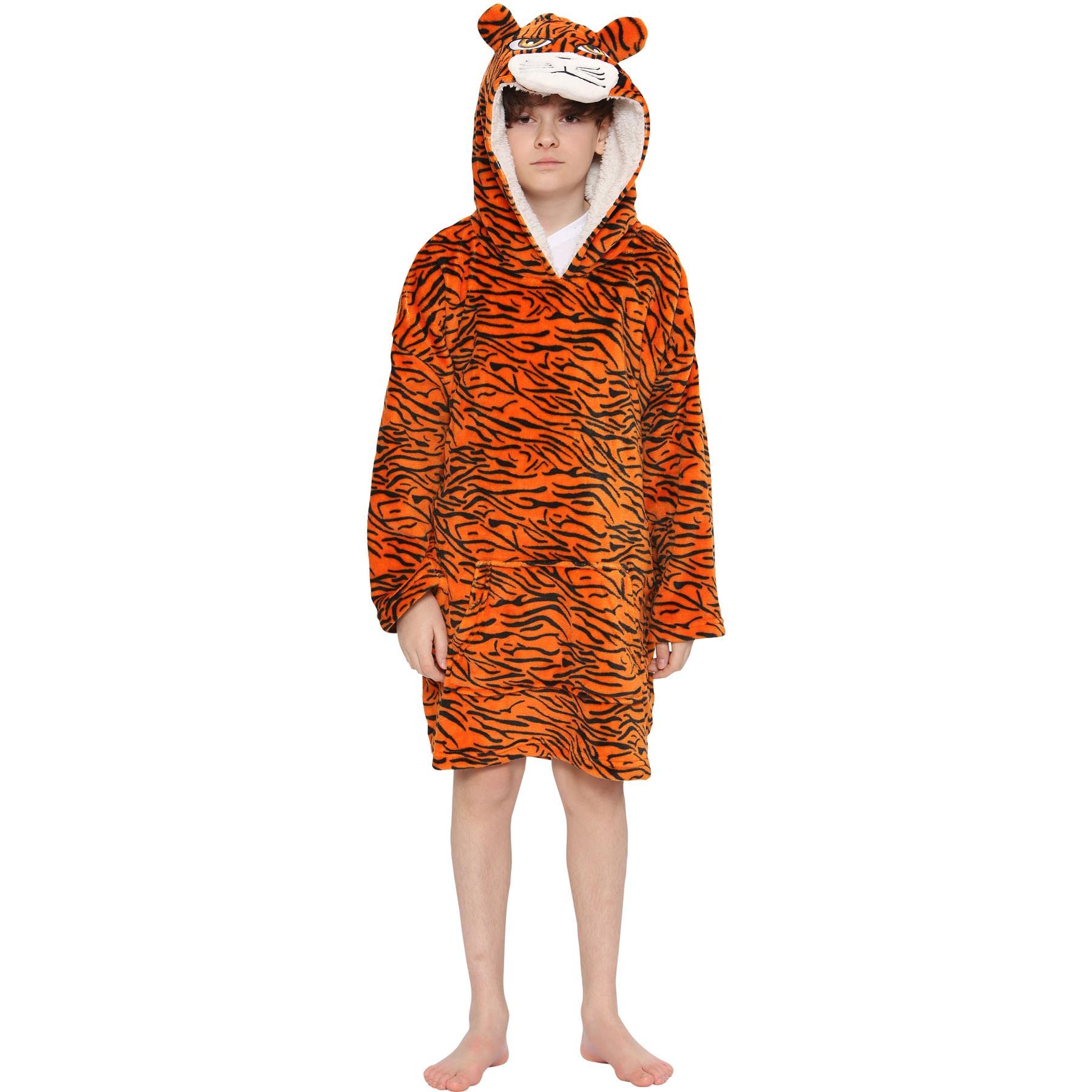 A2Z 4 Kids Girls Boys Oversized Hoodie Printed Snuggle Comfy Blanket Super - Snuggle 950 Tiger_.Kids