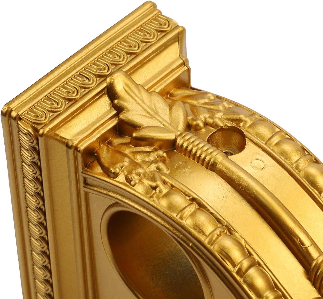 2pcs Gold Curtain Rod Brackets with Double Holes, Plastic, Wall Mount, 1-4/7 Inch Diameter, 11 Inch Span, Luxury Design for Window Decoration