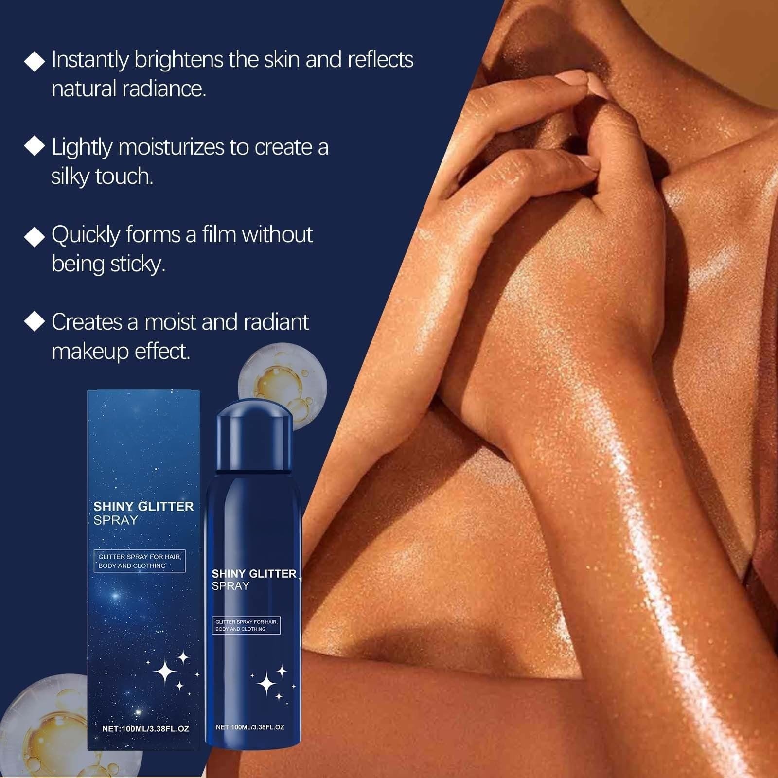 Błyszczący spray z brokatem - cekiny do ciała odzież do włosów 100ml | Błyszczący spray do włosów, ciała i odzieży, idealny na festiwale i imprezy, 100 ml