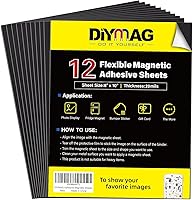 Vista 1 de DIYMAG Hojas Adhesivas Magnéticas, 8" x 10", Paquete de 12 Hojas Magnéticas Flexibles con Respaldo Adhesivo para Manualidades, Fotos