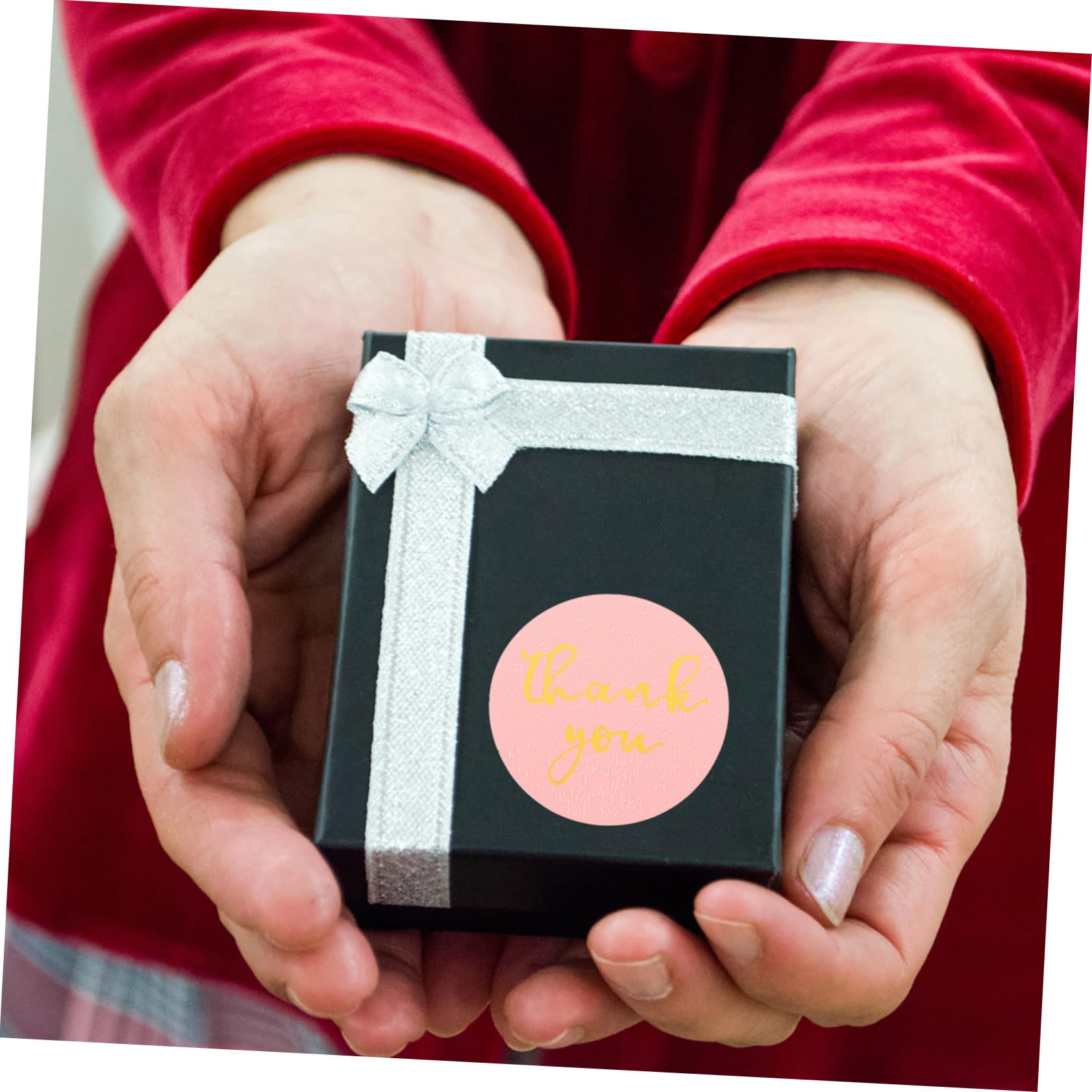 5 Set Carta Adesiva Adesivi Estetici Adesivi D'oro Etichetta Etichette Libri e Per Libri Grazie Piccola Piccoli Di Ringraziamento Rosa 3 * 5