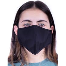 Comfymask 3 Layer Large Fabric Facemask Water Repellent, Washable, Breathable & Toggle Adjustable Face Mask Pure Black