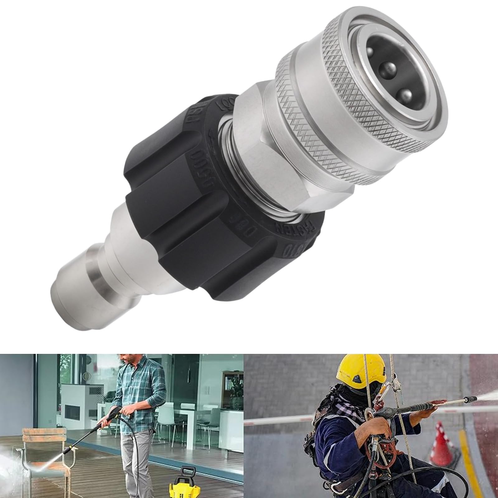 Schnellkupplungsadapter aus Edelstahl, Adapter von M22 auf 1/4-Zoll für Hochdruckreiniger, zum Anschluss von Hochdruckreiniger-Pistolen und -Schläuchen