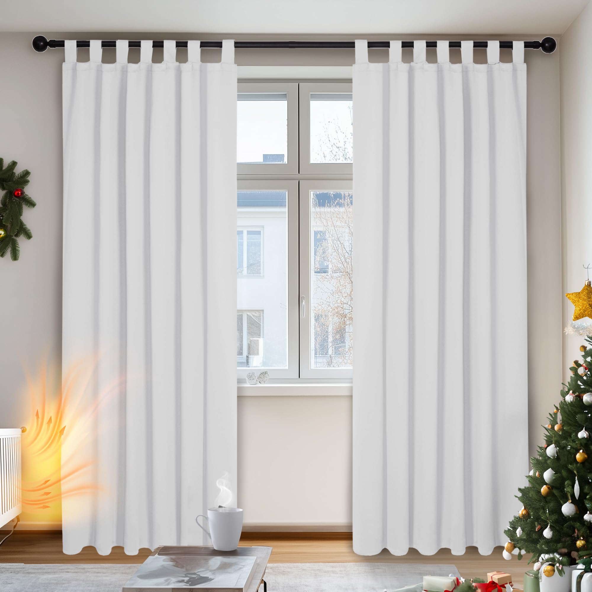 Deconovo Silver Grey Tab Top Blackout Curtains Thermal Insulated Curtains For Bedroom W55 X L87 Inch 1 Pair