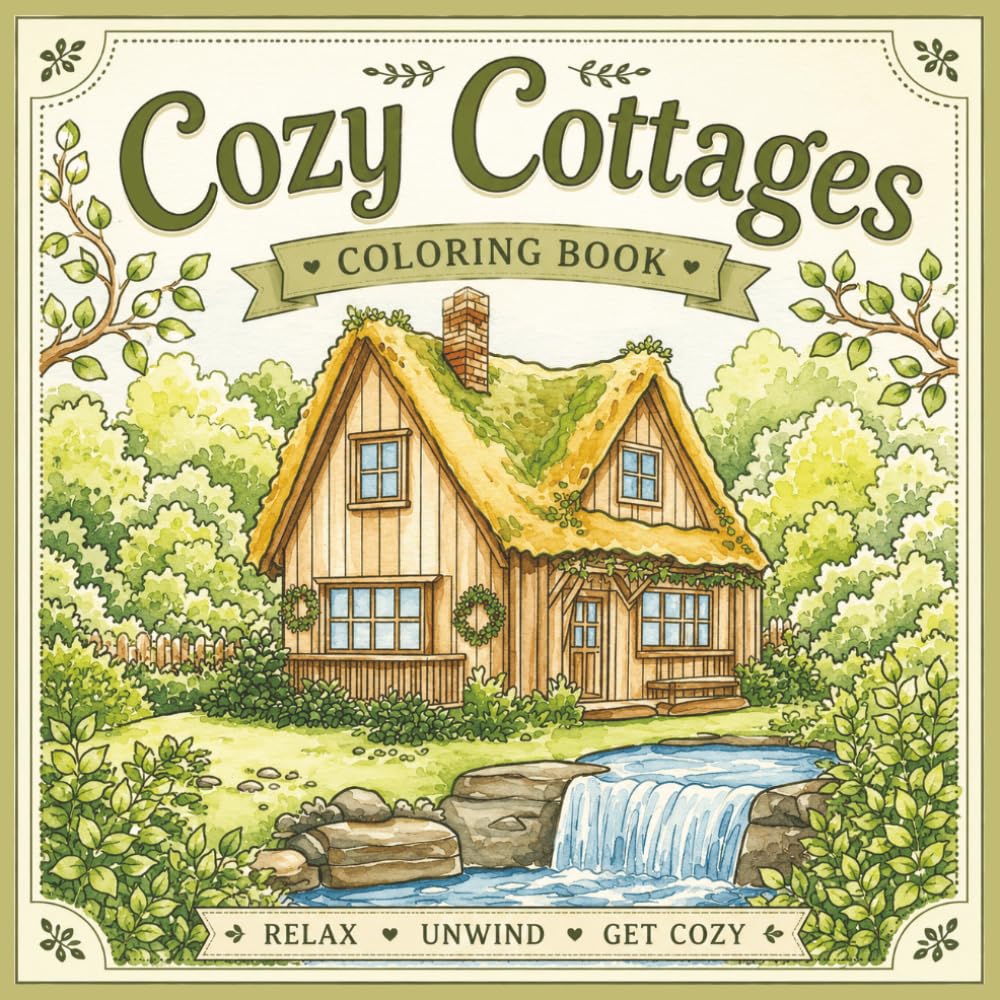 Cozy Cottages Coloring Book: Charming Countryside Scenes for Relaxation and Creative Calm (Cozy Coloring Books)