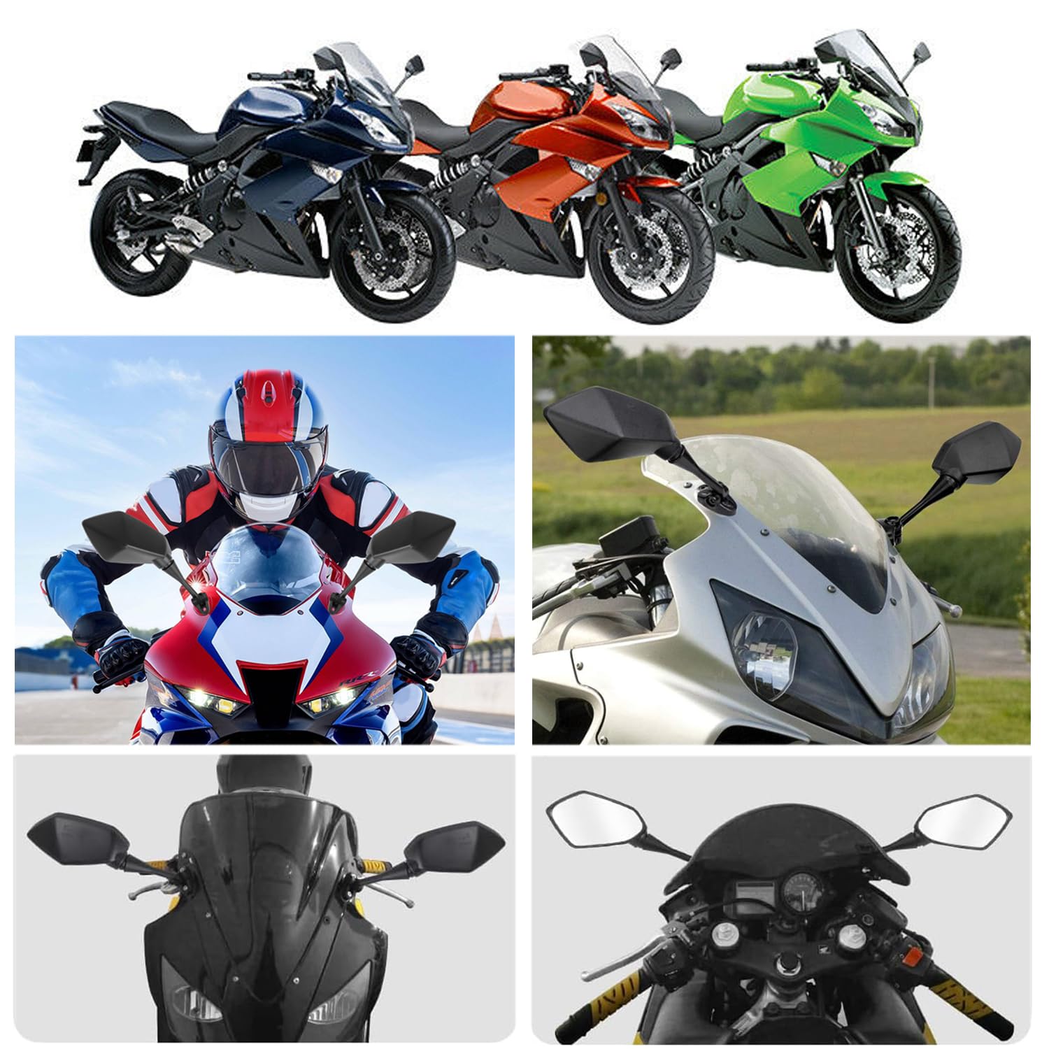 Specchietti Moto E57 Omologati, Universale Moto Specchietto Retrovisore per CBR600 CBR900 CBR1000 F4 HYOSUNG GT125R GT250R GT650R GT650S ecc