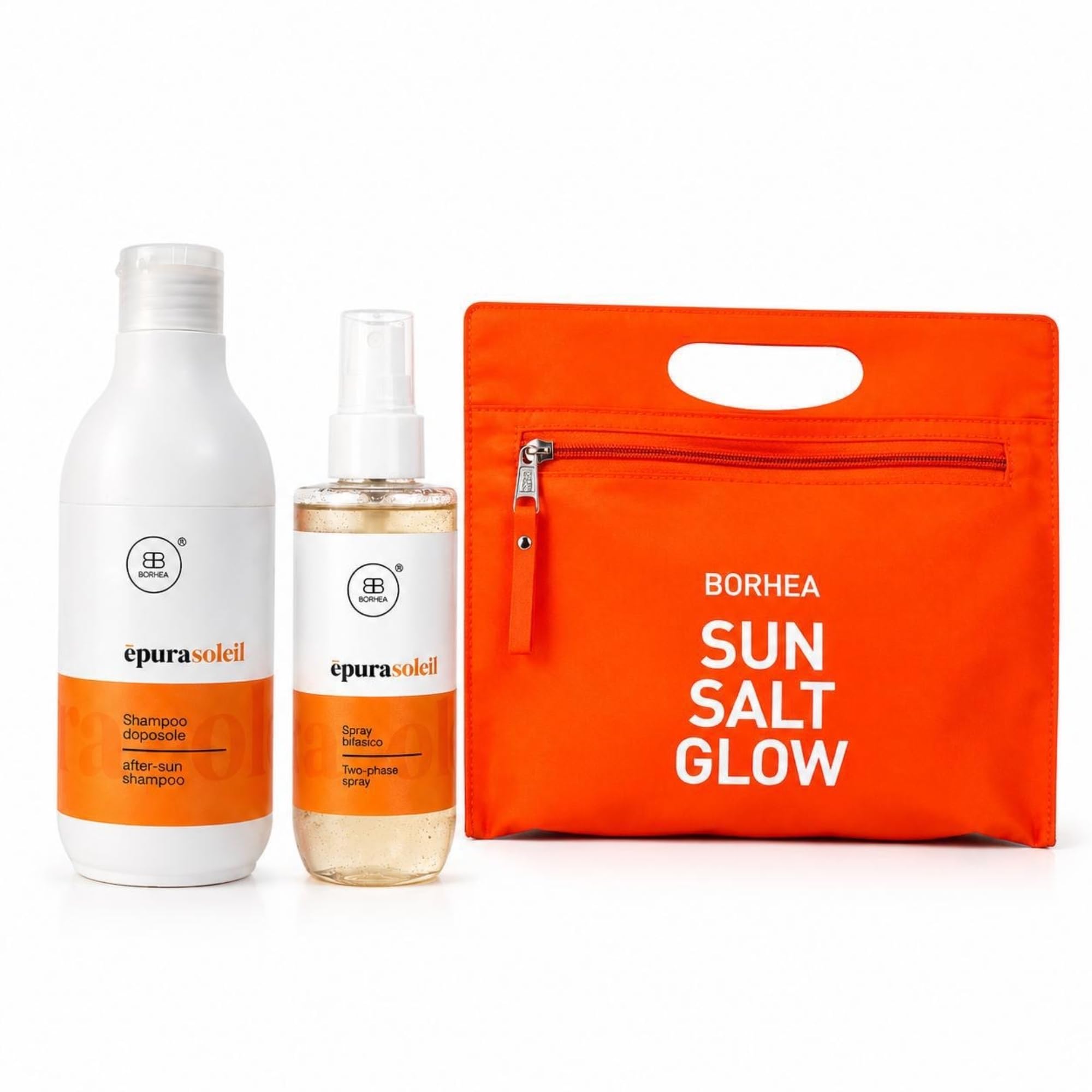 ĒPURA SOLEIL Trattamento Solare Capelli Professionale - Shampoo Doposole Idratante o Spray Protezione Mare Bifasico Termoprotettore - Con Cheratina, Cocco e Argan, Senza SLES (Sun Ritual Kit)