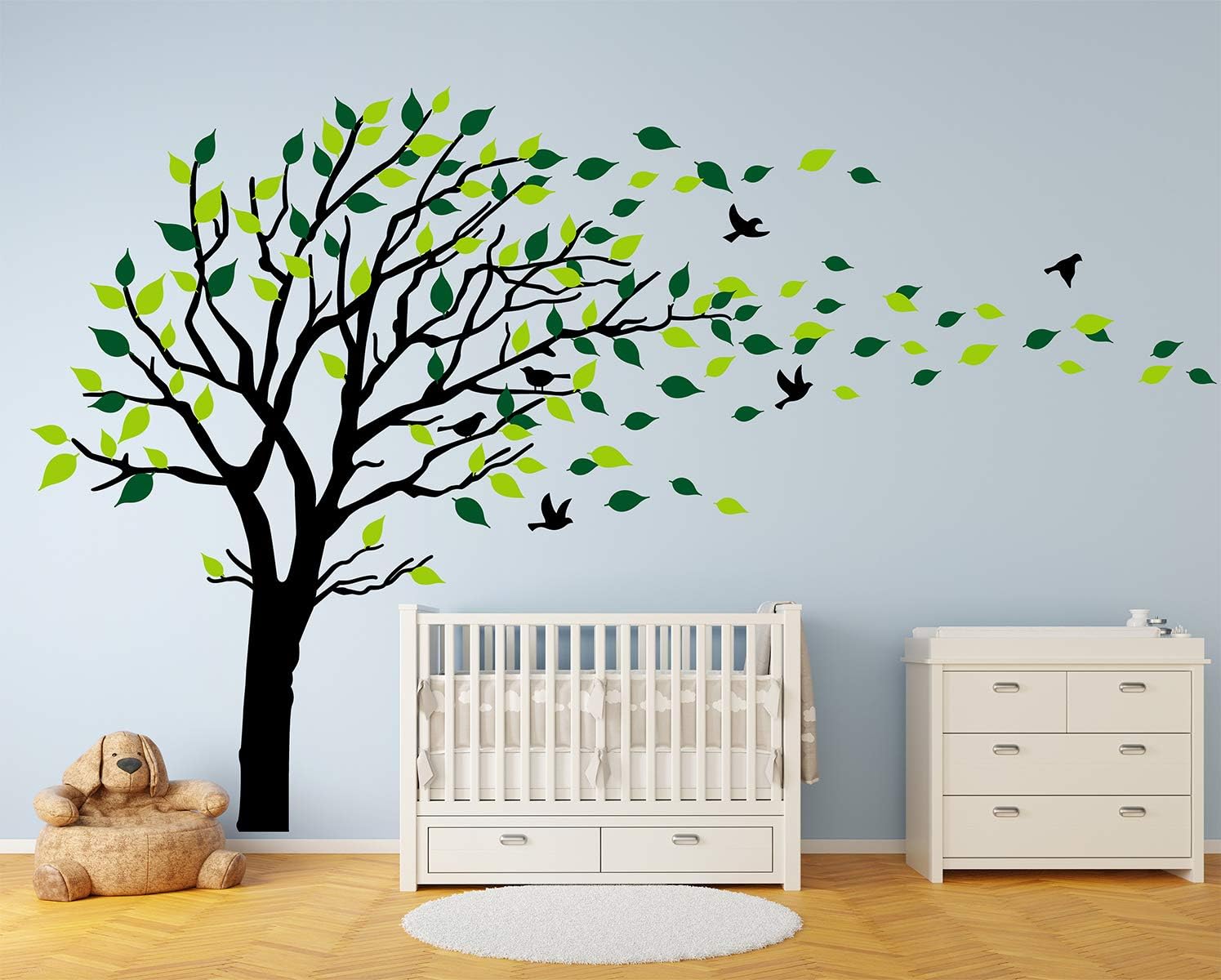 LUCKKYY Large Tree Wall Stickers Mural Tree Wall Decal Tree Blowing in The Wind Tree Wall Decals Wall Sticker Family Tree Family Wall Sticker Kids Rooms Nursery Decals(Black) : Baby
