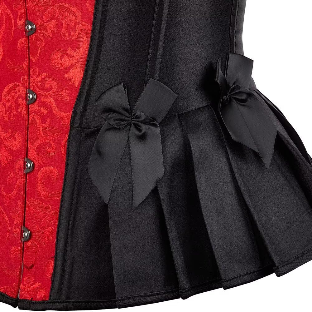 Jutrisujo Corset Top Women Outfit Lingerie Lace up Plus Size Gothic Ladies Basques Halloween
