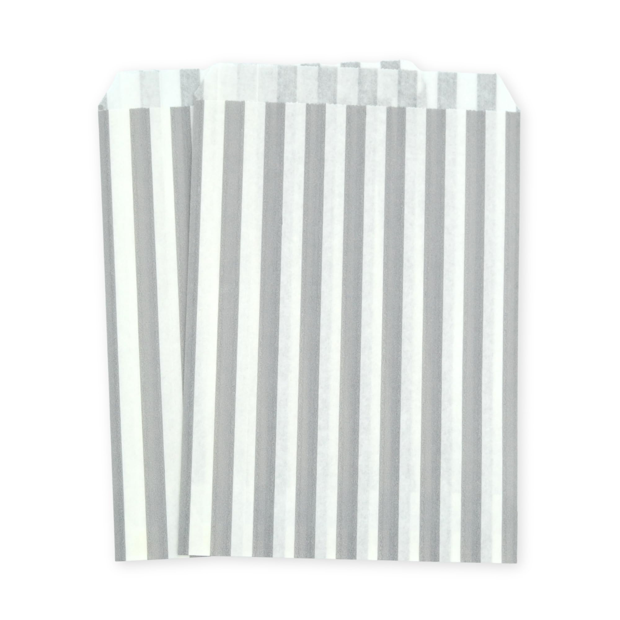 celloexpress 7" x 9" Grey Striped Paper Sweet Bags - Classic Confectionery Gift Shop Goodie Party Bags (Pack of 500) — image 1