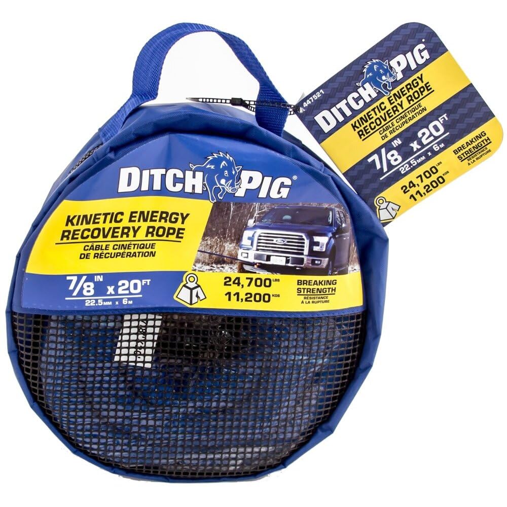 DitchPig 447521 - Corda doppia in nylon intrecciato per recupero veicoli a energia cinetica, 2,2 x 50 m