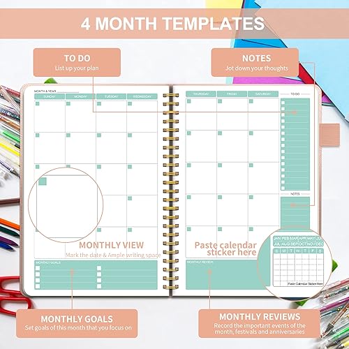 Miniatura 3 de Agenda diaria semanal, agenda mensual anual sin fecha, agenda semanal con calendario de lista de tareas, agenda académica de tapa dura, diario de