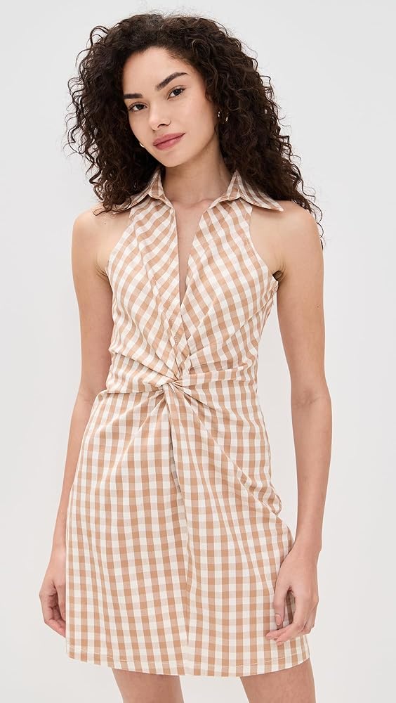 ★sincethen★ Gingham check strap long one-piece beige ☆sincethen☆ Gingham check strap long one-piece beige