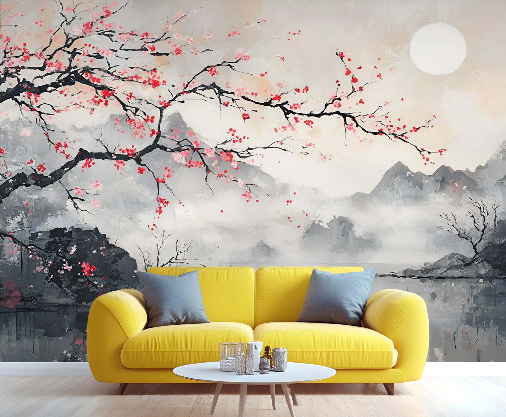 Vibrant Red Yellow Flower & Black Cat Wallpaper Border – 4x393 Inch Peel And Stick Trim For Living Room, Bedroom, Kitchen