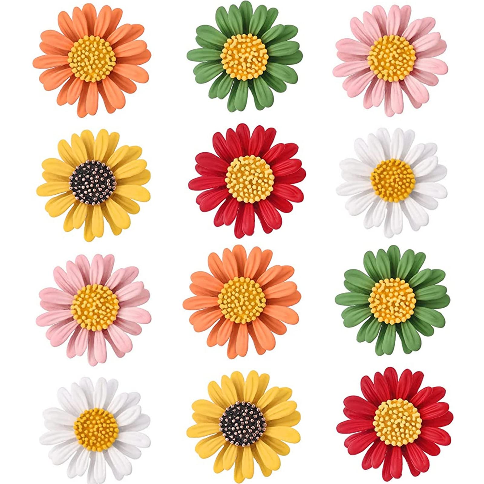 DD-life6/12 Pcs Enamel Daisy Flower Lapel Pin Brooch Pin Plant Sunflower Suit Lapel Pin Fashion Shiny Brooch for Any Special Occasions (6 Colors x 2)