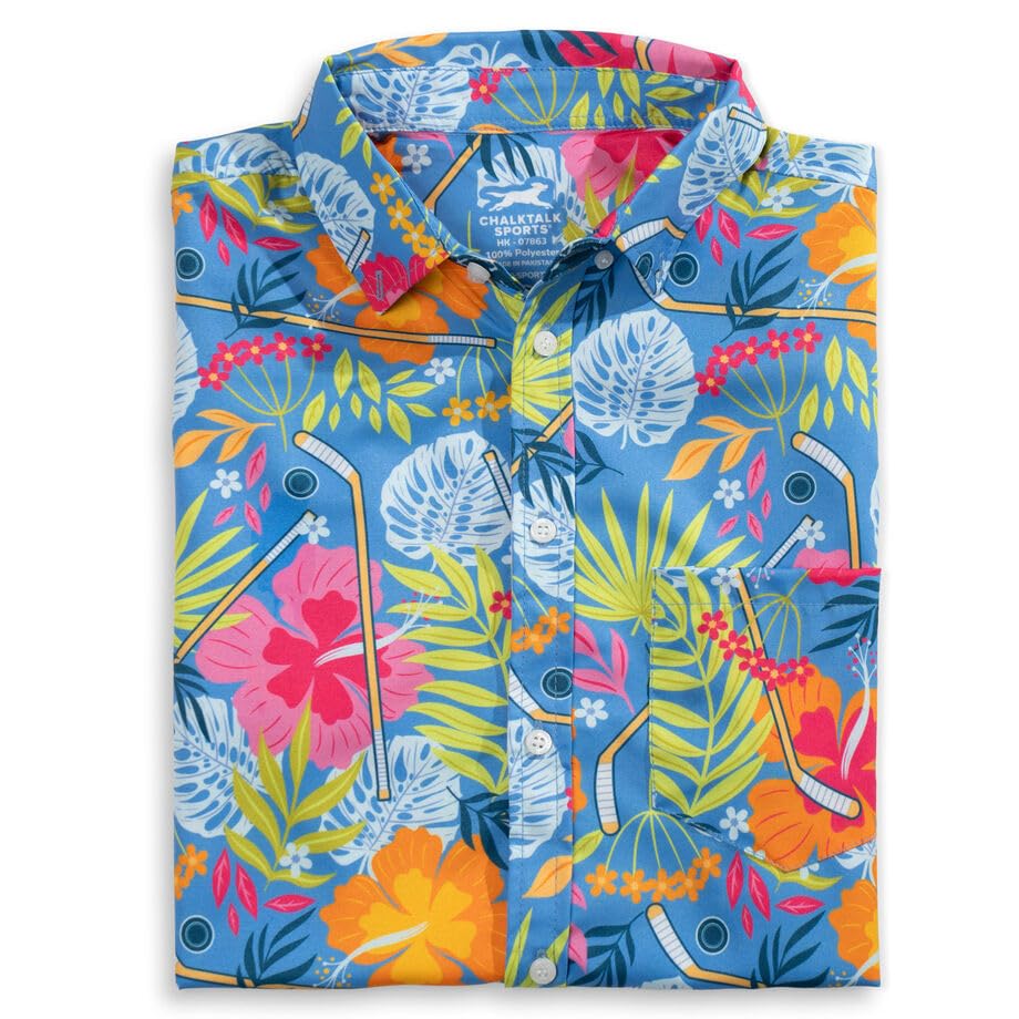 hockey dress shirts Ice Hockey Men's Short Sleeve Poplin Shirt - Casual Printed Button Down Short Summer Beach Shirts Unisex940
