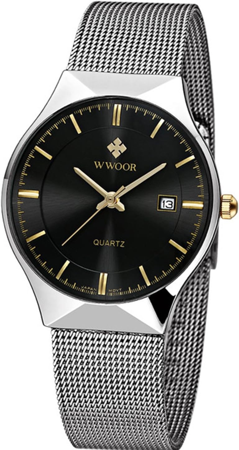 Men New Top Luxury Watch Ultra Thin Stainless Steel Mesh Band Quartz Wristwatch Fashion Casual Watches