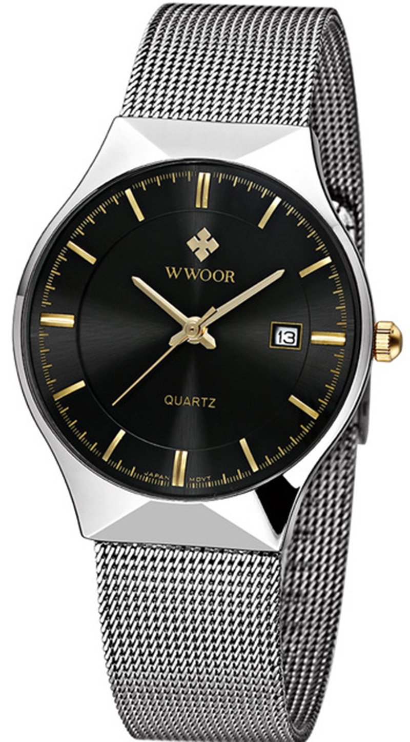 MASTOP Men New Top Luxury Watch Ultra Thin Stainless Steel Mesh Band Quartz Wristwatch Fashion Casual Watches