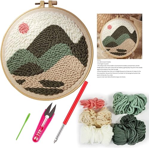 Kits de iniciación de bordado de aguja de perforación, suministros de bordado de aguja para adultos principiantes (Dnosaur)