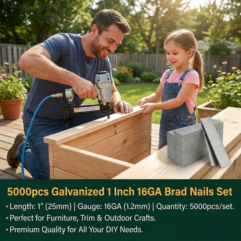 18 Gauge Brad Nails Compatible for DEWALT DCN680D1, DWFP12231, 1 Inch Galvanized Finish Nails for RYOBI P321, Rust-Resistant Nail for Milwaukee 2746-20– Pneumatic & Electric Brad Nailer, 5,000 Count view 6