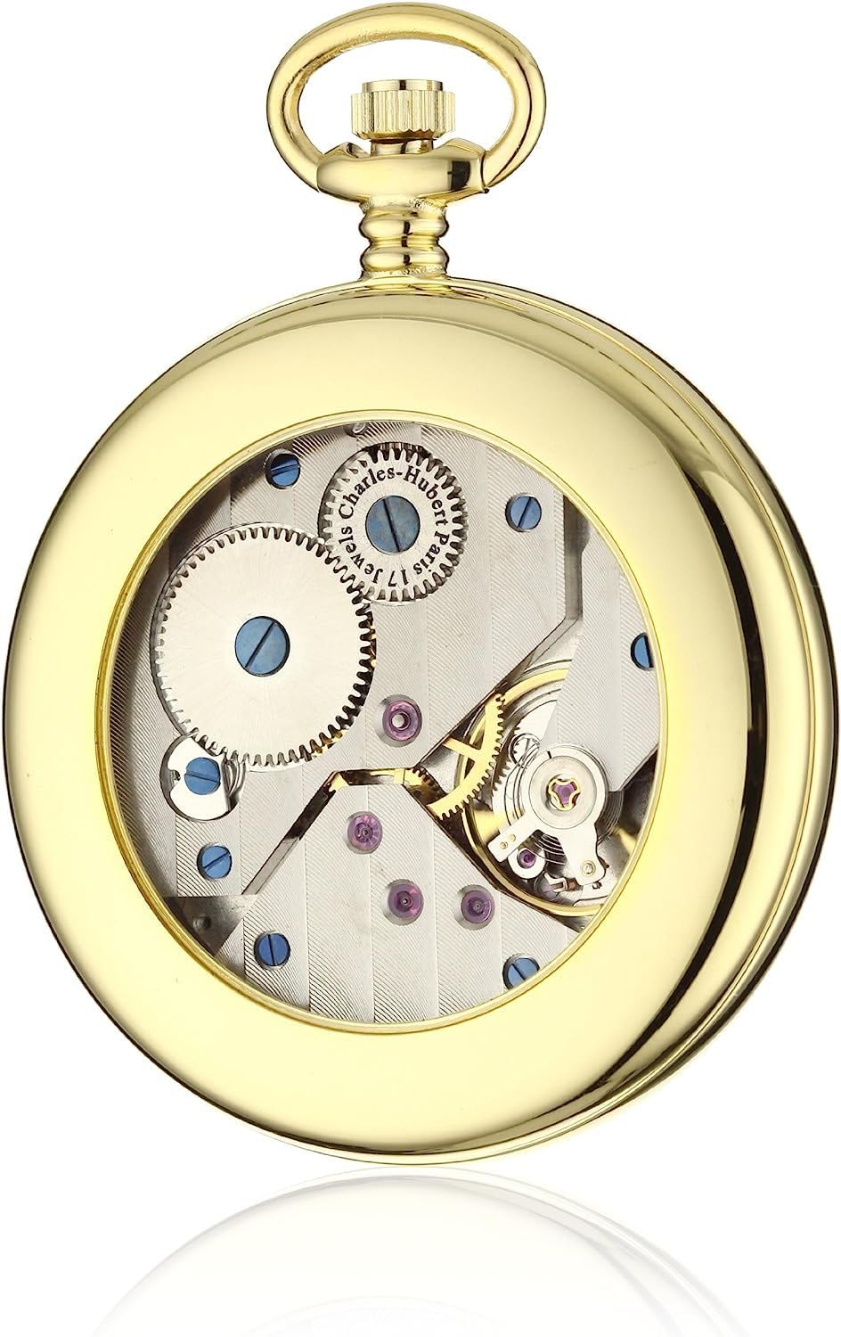 Charles Hubert 3912-G Men's Pocket Watch, Mechanical Hand Winding, Small Seconds, Gold