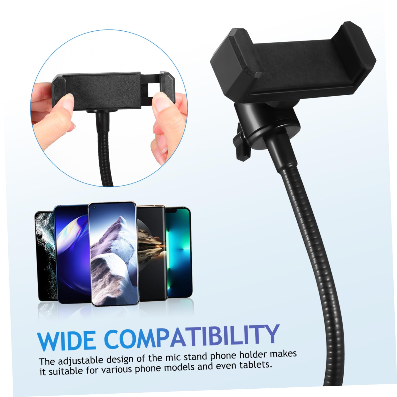 Alipis Supporto in Metallo per Microfono, Supporto Regolabile per Telefono e Tablet, Inclinabile e Compatto per Registrazioni e Visione Film