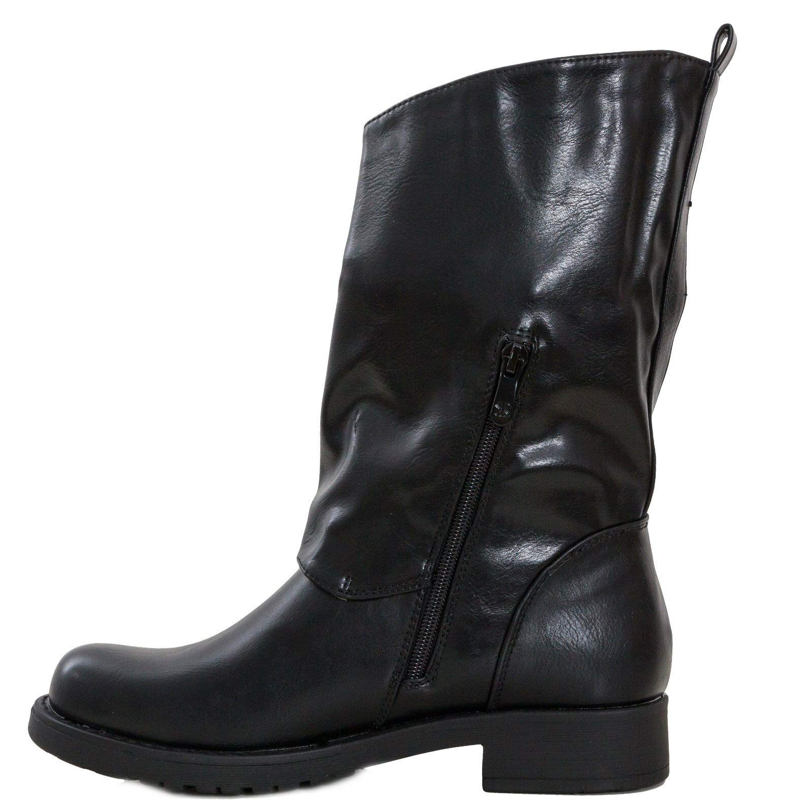 Toocool - Botas de mujer bajas Biker Boots Motociclista Botas Hebillas Anfibios SA9907