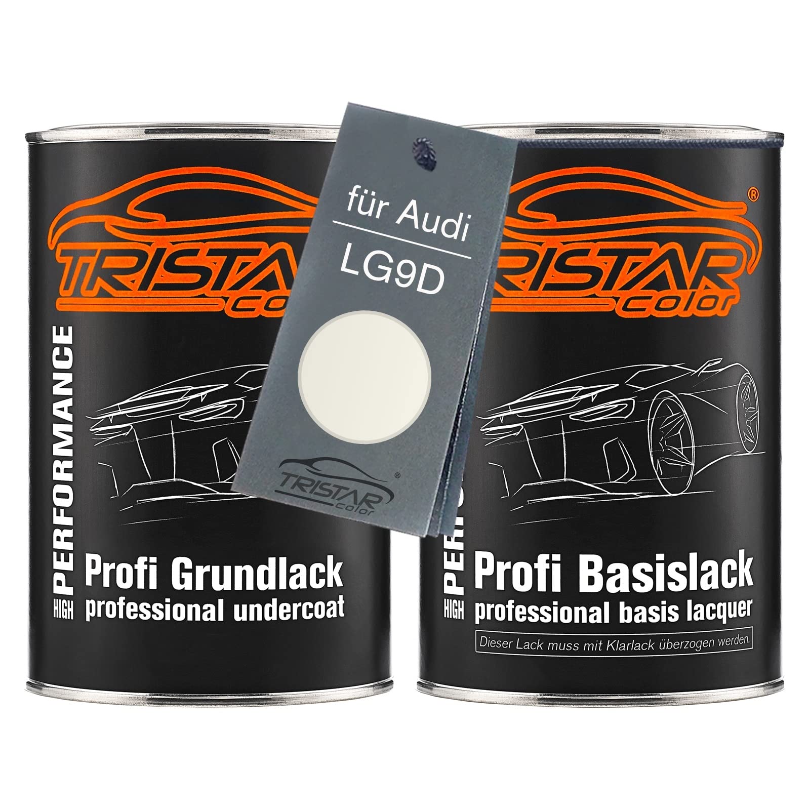 TRISTARcolor Car paint Set can ready-to-spray for Audi LG9D Weiss Perl/Weiss Perlmutt under + base coat 2.0 litre 2000ml