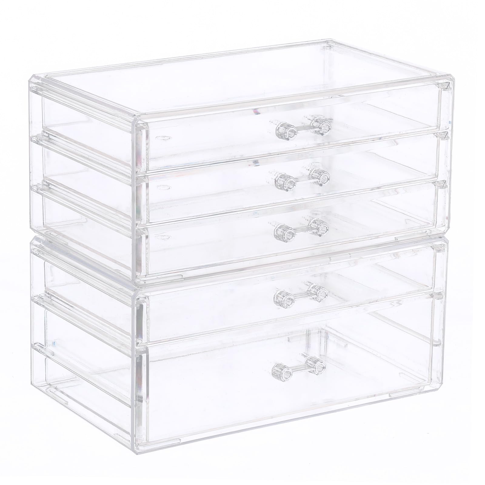 sourcing map Stapelbare Schubladen, transparente Acryl-Make-up-Organizer, Behälter für Schminktisch, Badezimmer, Schrank, Schreibtisch-Organisation, mehrfarbig, 5 Ebenen