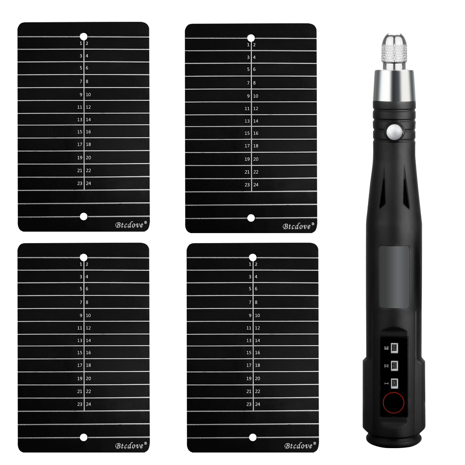 Btcdove Titanium Crypto Seed Phrase Storage, 4 Pcs. & Electric Engraving Pen, Black, Unisex-Adults, Crypto Wallet, Waterproof, Fire-resistant, Rust-proof