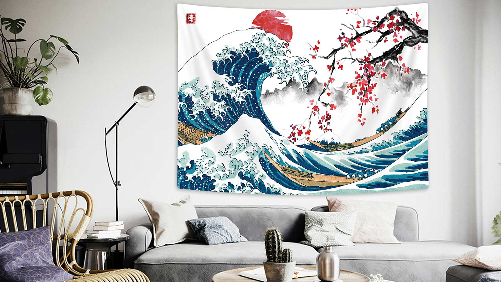 Amazon.com: MERCHR Japanese Large Wall Tapestry - Cool Ocean Wave