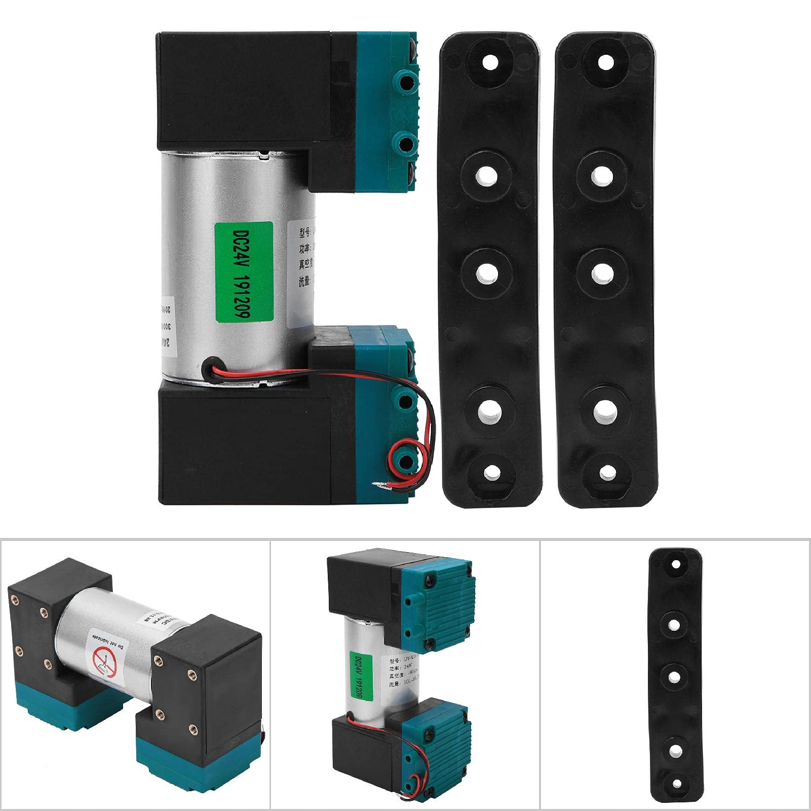 Bewinner Mini Bomba de Vacío de 24 V CC, 24 W, 10-20 L/min, Flujo Grande -90~350 Kpa, Bomba de Diafragma de bajo Ruido para Muestreo de Aire, Dispositivo Médico, Instrumento de Laboratorio, (DC24V)