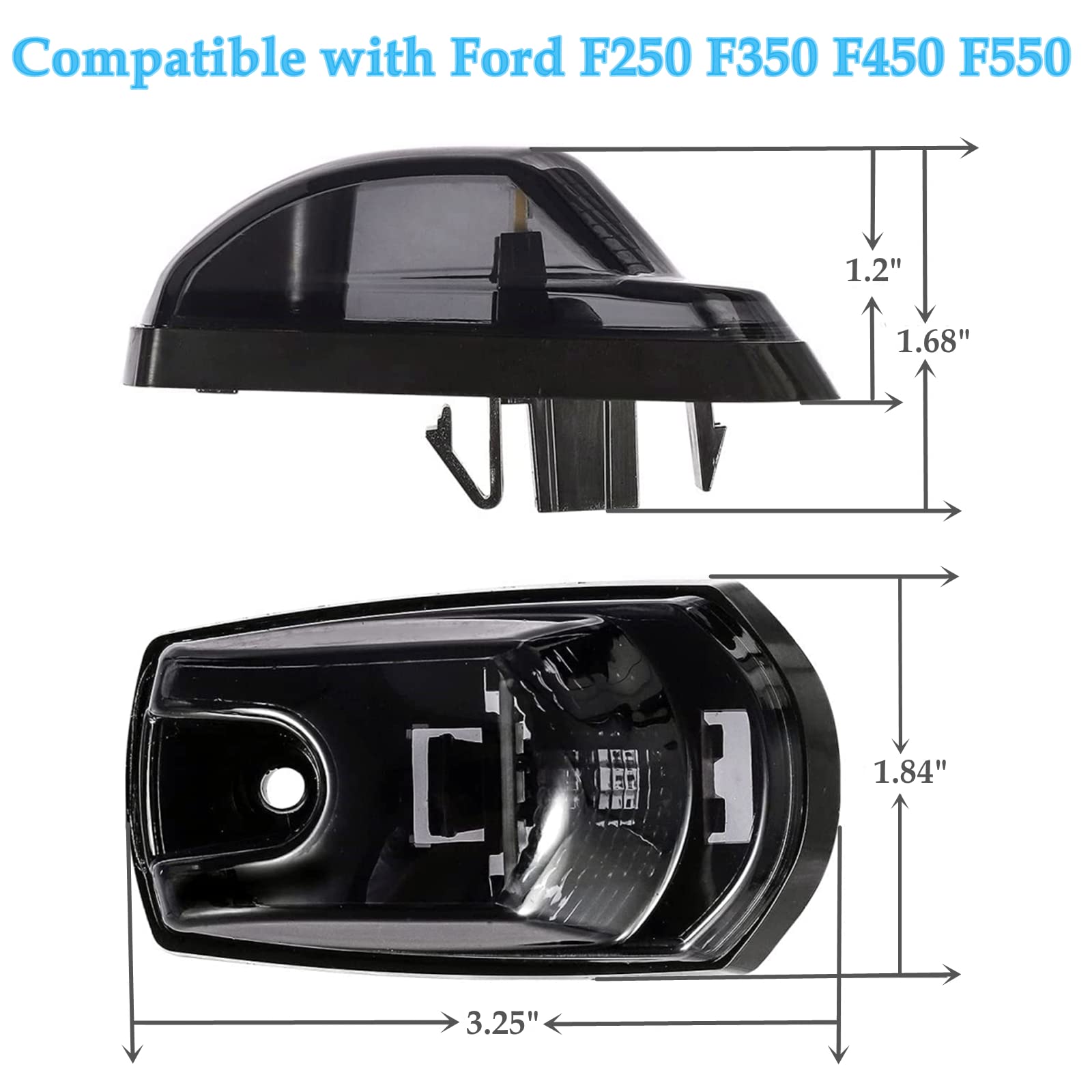 DERMOKA Cab Roof Top Marker Lights White Led Clearance Running Lamps For 2017-2022 Ford F250 F350 F450 F550 Super Duty Pickup Trucks, 5PCS (Smoked - View #5